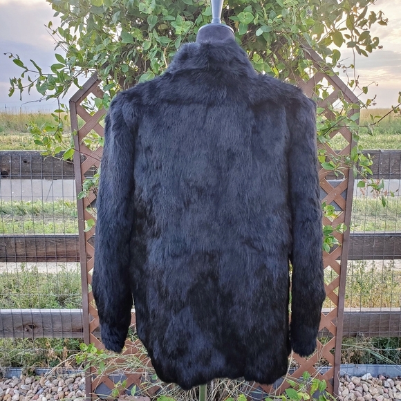 Somerset Furs Los Angeles Solid Black 100% Pure Rabbit Fur Coat Size Medium NWOT - Picture 12 of 16